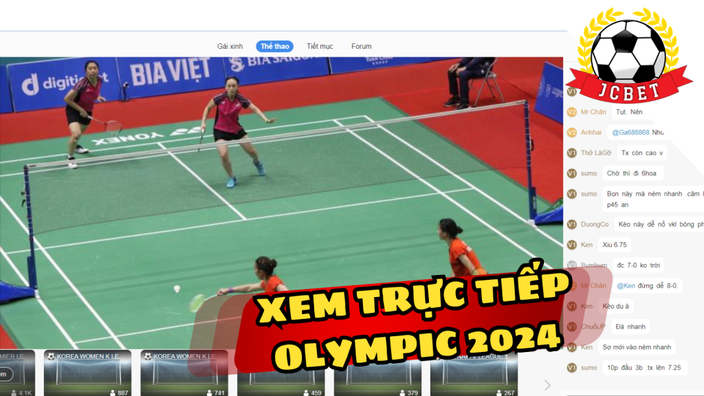 Trực tiếp cầu lông Olympic